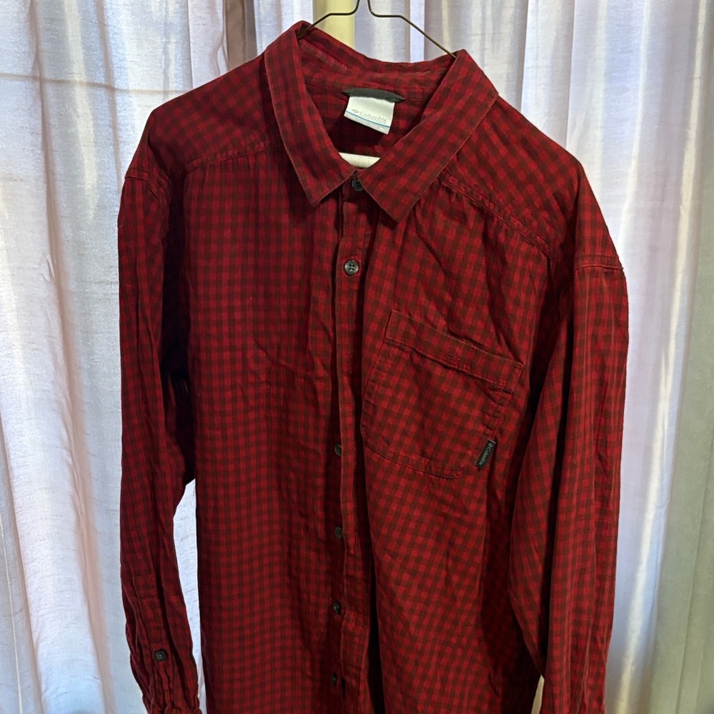 Men's Red Checkered Button-Down Shirt